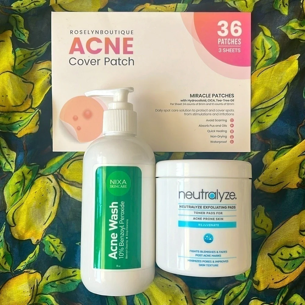 Lot of Acne Face Wash Cleanser Toner Exfoliating Pads Miracle Cover Patches